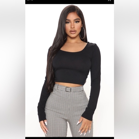 FASHION Nova Cross Me Not Long Sleeve Black Top. Size M. P - Picture 3 of 5